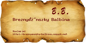 Breznyánszky Balbina névjegykártya